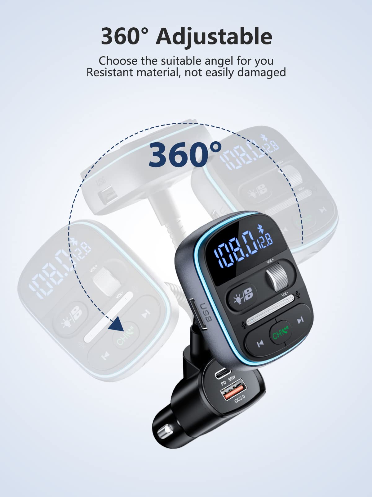Bluetooth FM Transmitter with PD Fast Charging