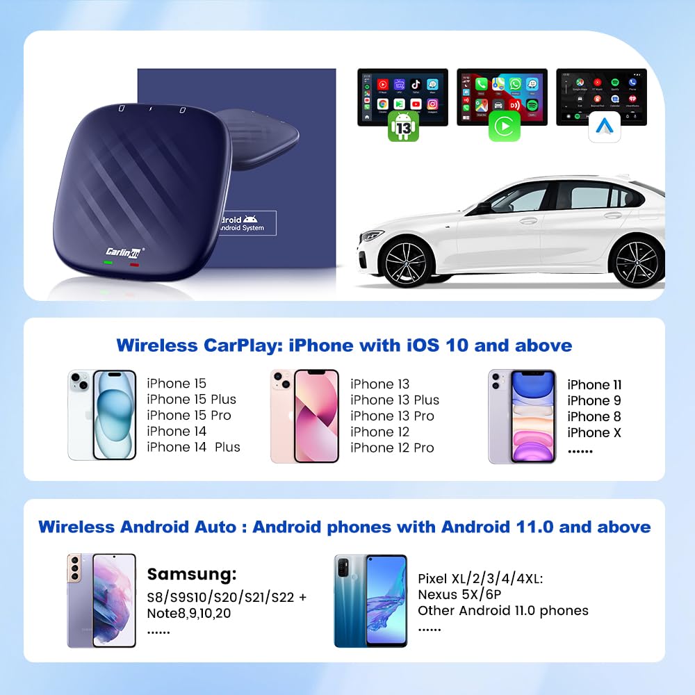 Android 13 Wireless CarPlay AI Box Adapter