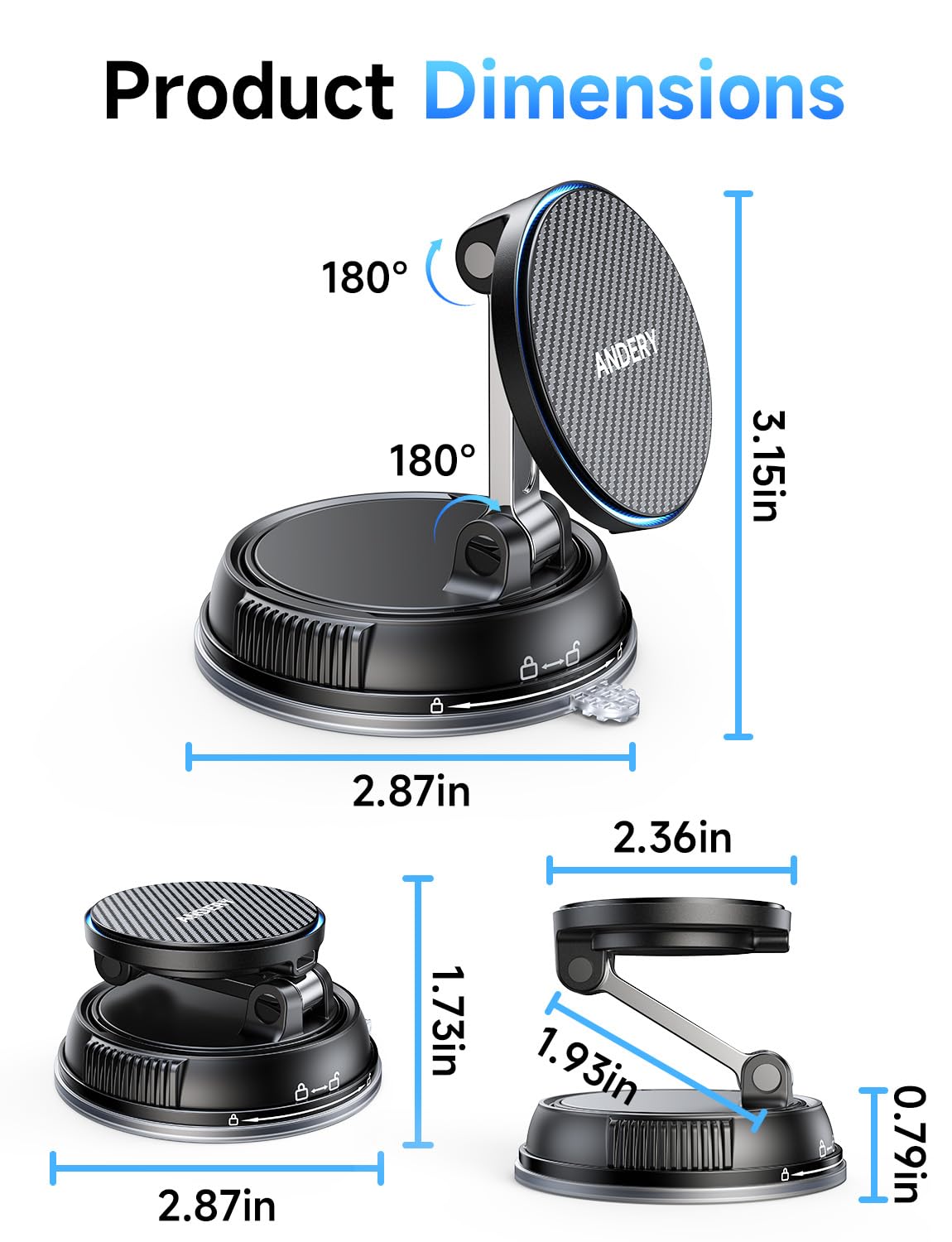 15W MagSafe Magnetic Car Mount Wireless Charger