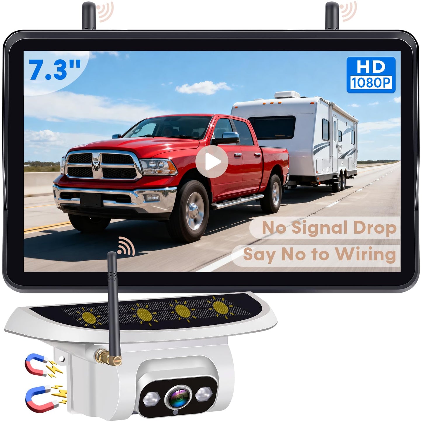 Pemacom Magnetic Solar Wireless Backup Camera