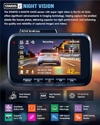 4K Dual Dash Cam Front & Rear
