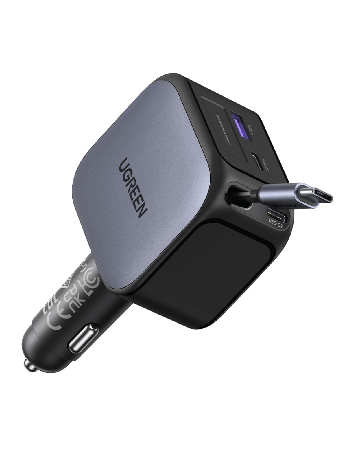 145W 4-Port Retractable Car Charger