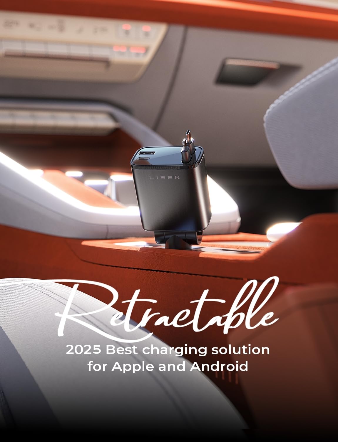 84W Retractable USB-C Car Charger Adapter