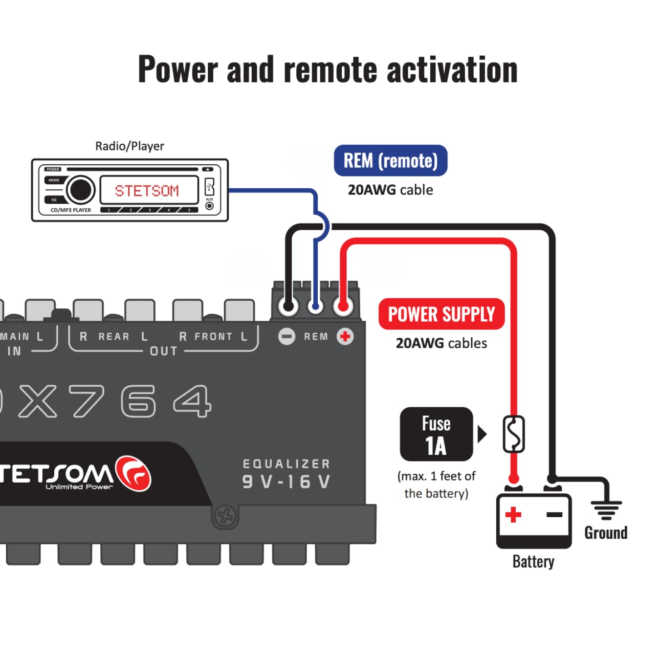 7-Band Car Audio Equalizer with Subwoofer Control