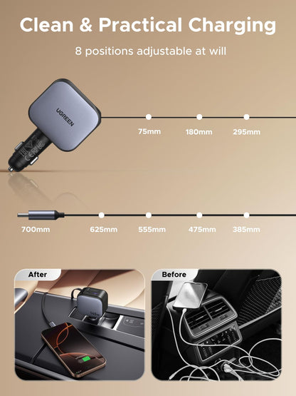 145W 4-Port Retractable Car Charger