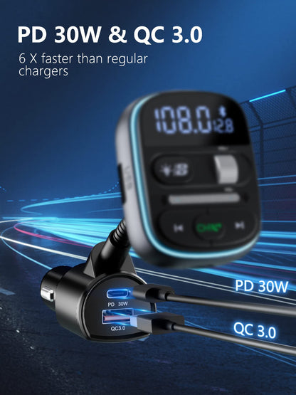 Bluetooth FM Transmitter with PD Fast Charging