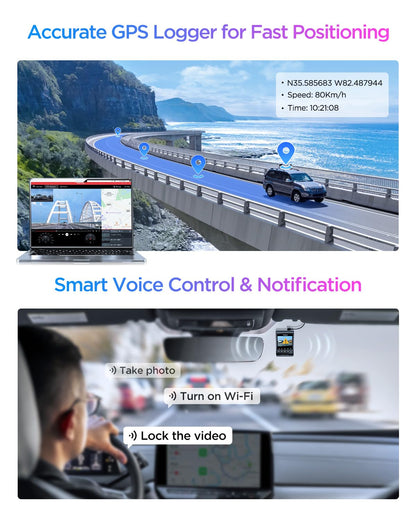 4K 60FPS Front and Rear Dash Cam