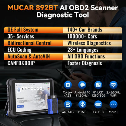 AI Bi-Directional OBD2 Car Diagnostic Scanner