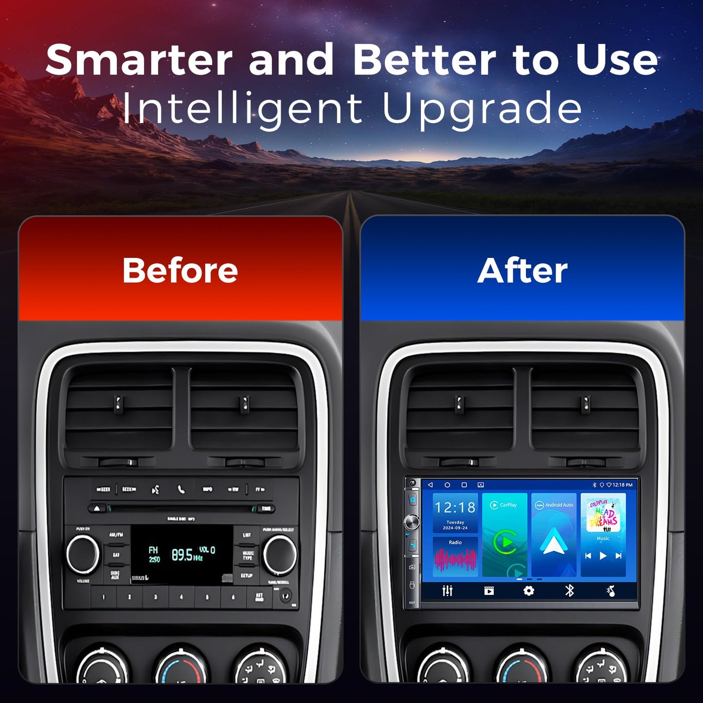 7-Inch Double DIN Car Stereo with Wireless CarPlay