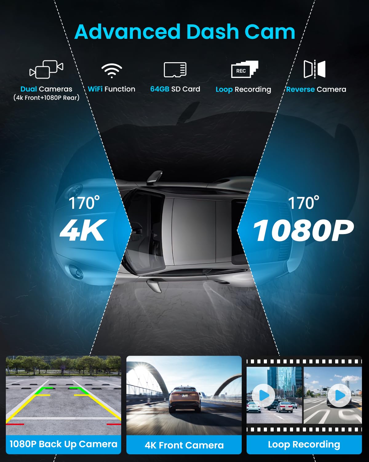 10-Inch Portable CarPlay Touchscreen with Dash Cam