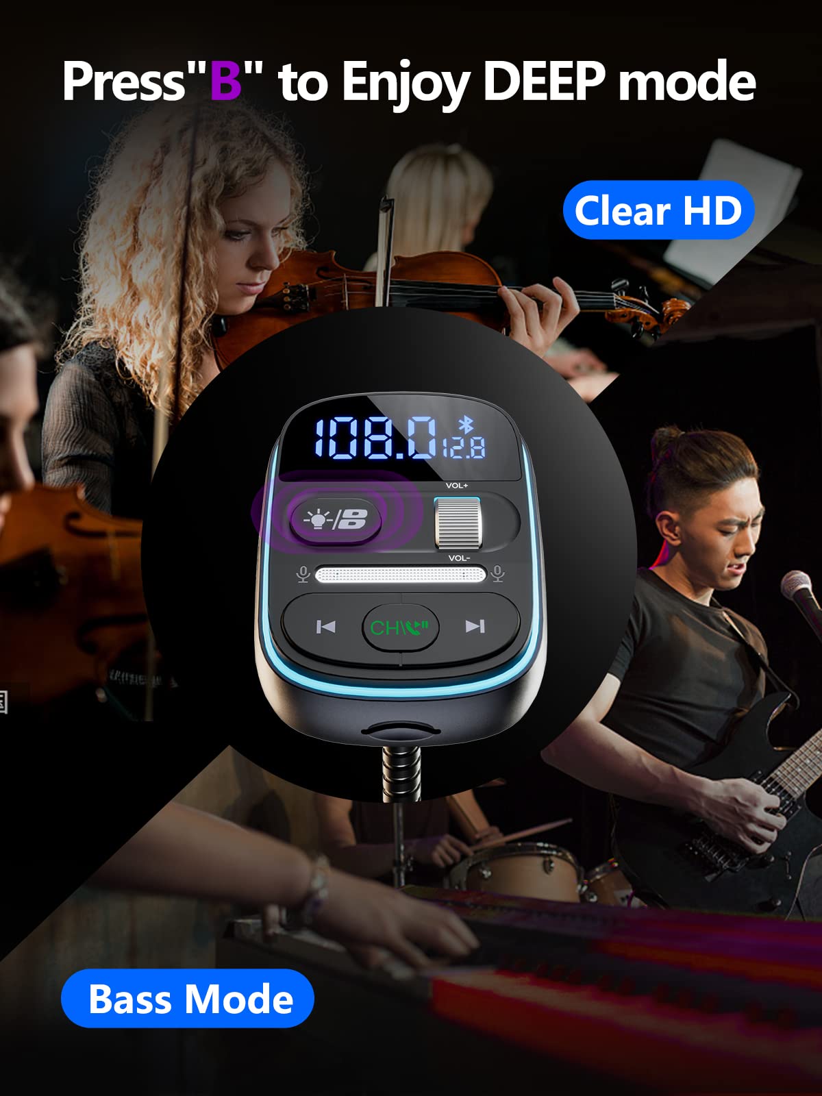 Bluetooth FM Transmitter with PD Fast Charging