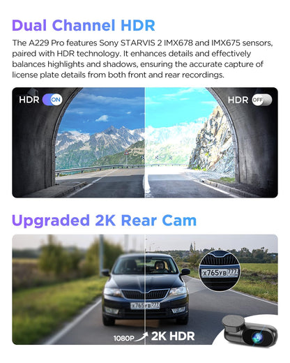 4K HDR Front and Rear STARVIS 2 Dash Cam