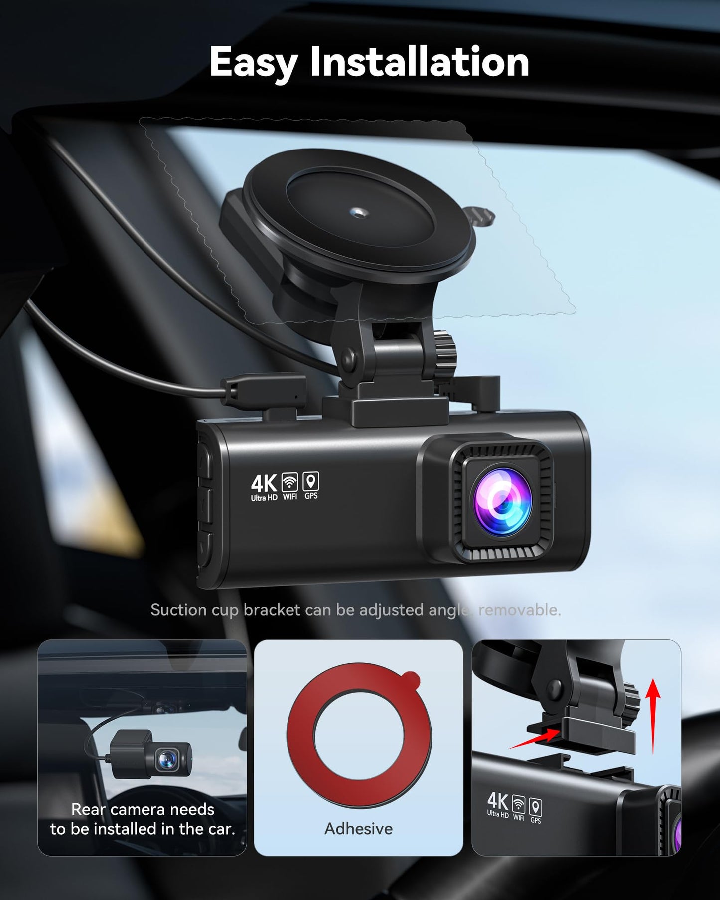 4K Dual STARVIS 2 Front and Rear Dash Cam