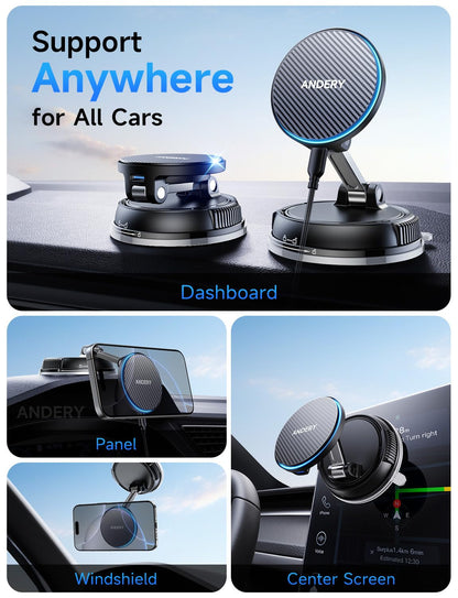 15W MagSafe Magnetic Car Mount Wireless Charger