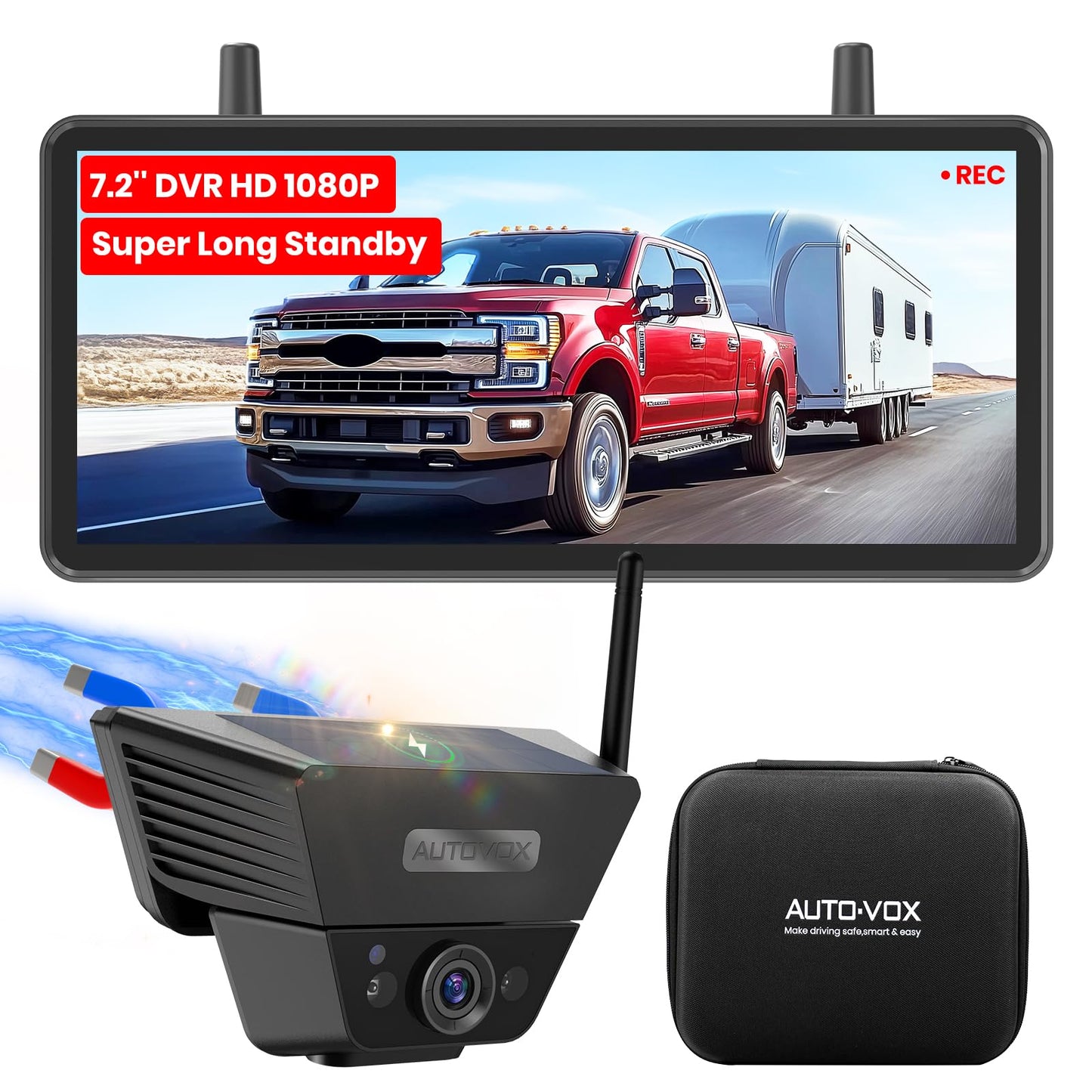 Solar Wireless Magnetic Backup Camera