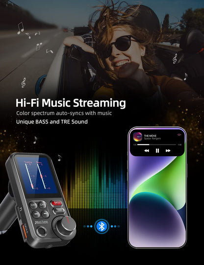 Bluetooth FM Transmitter with Color Screen