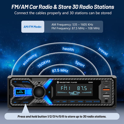 Single DIN Bluetooth Car Stereo with USB & AUX