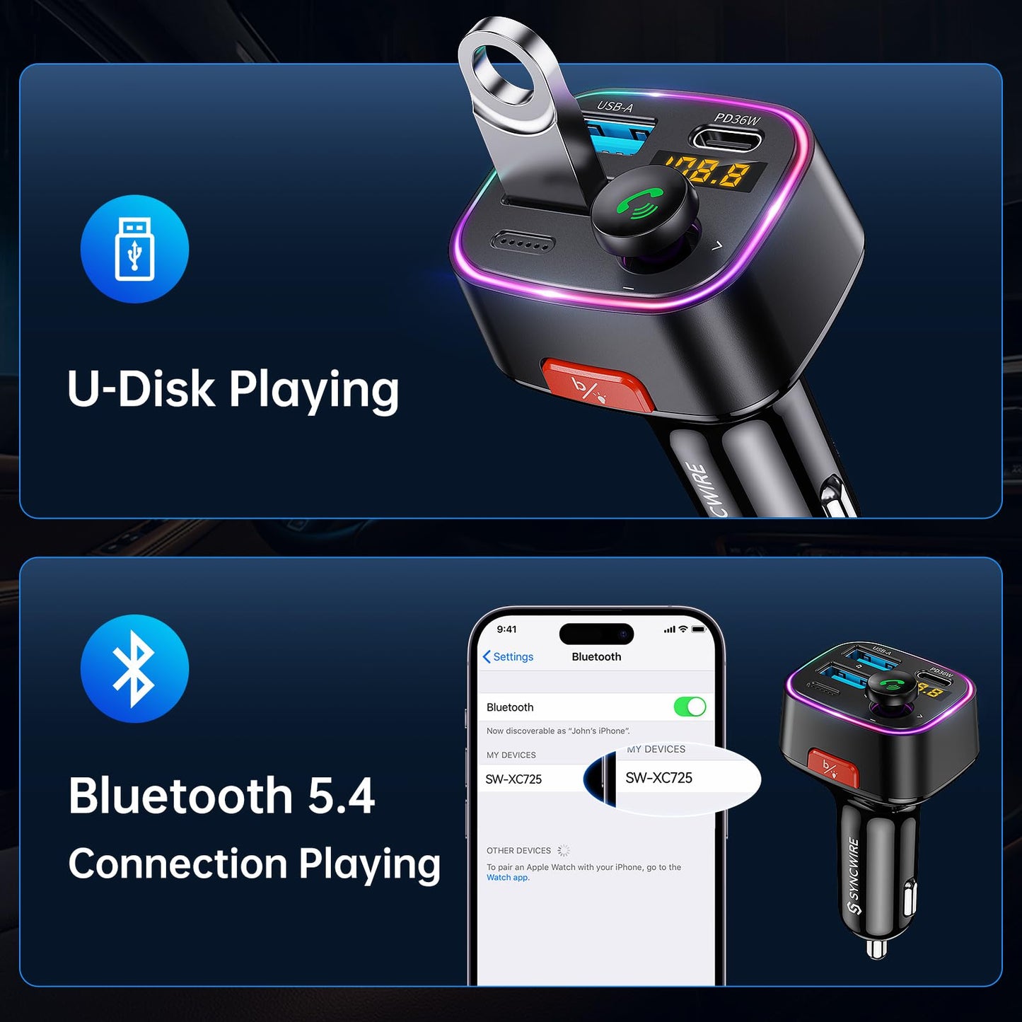 Bluetooth FM Transmitter Car Adapter