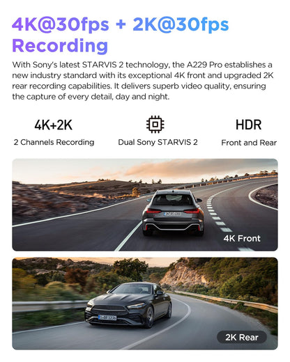 4K HDR Front and Rear STARVIS 2 Dash Cam