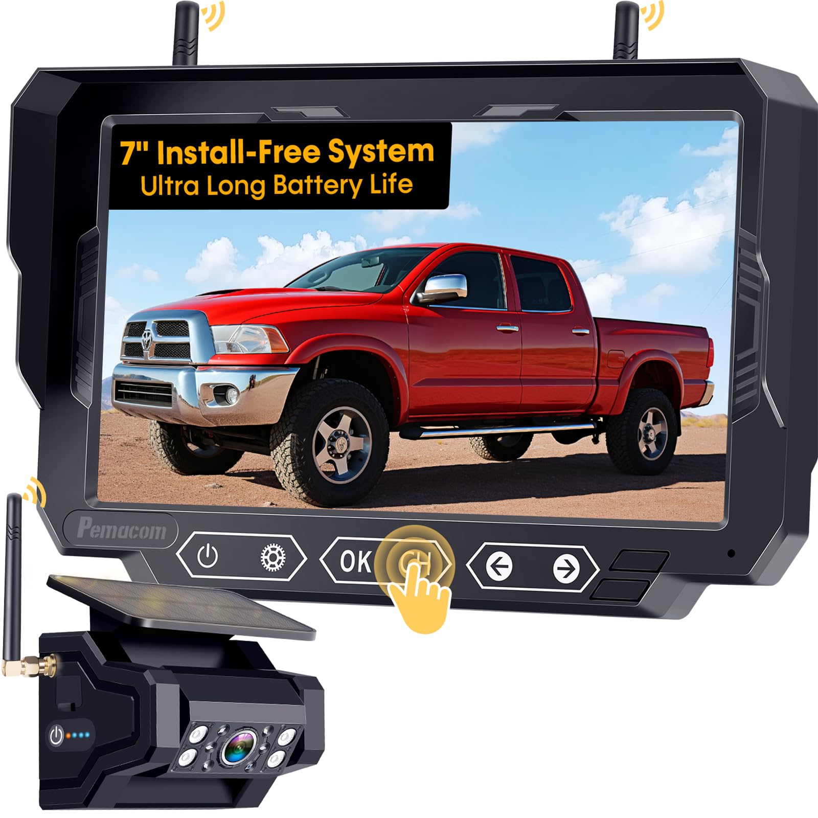 Pemacom Magnetic Solar Wireless Backup Camera