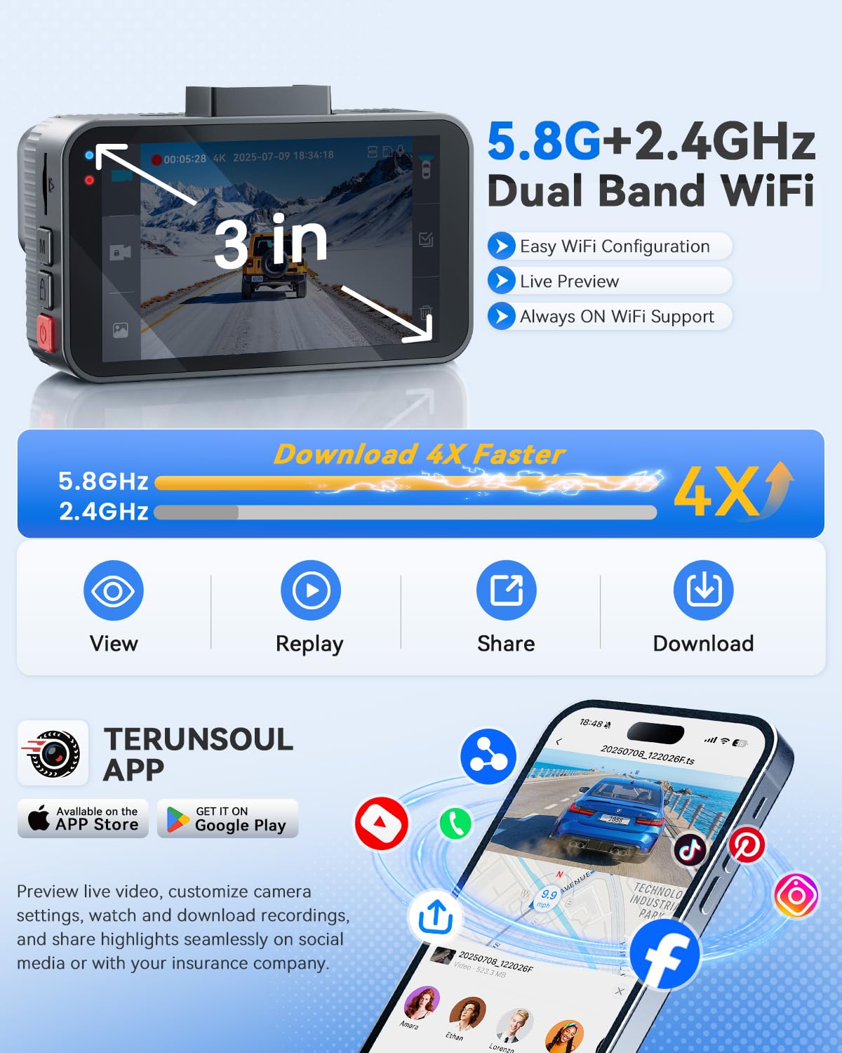 4K Dual Dash Cam with Night Vision
