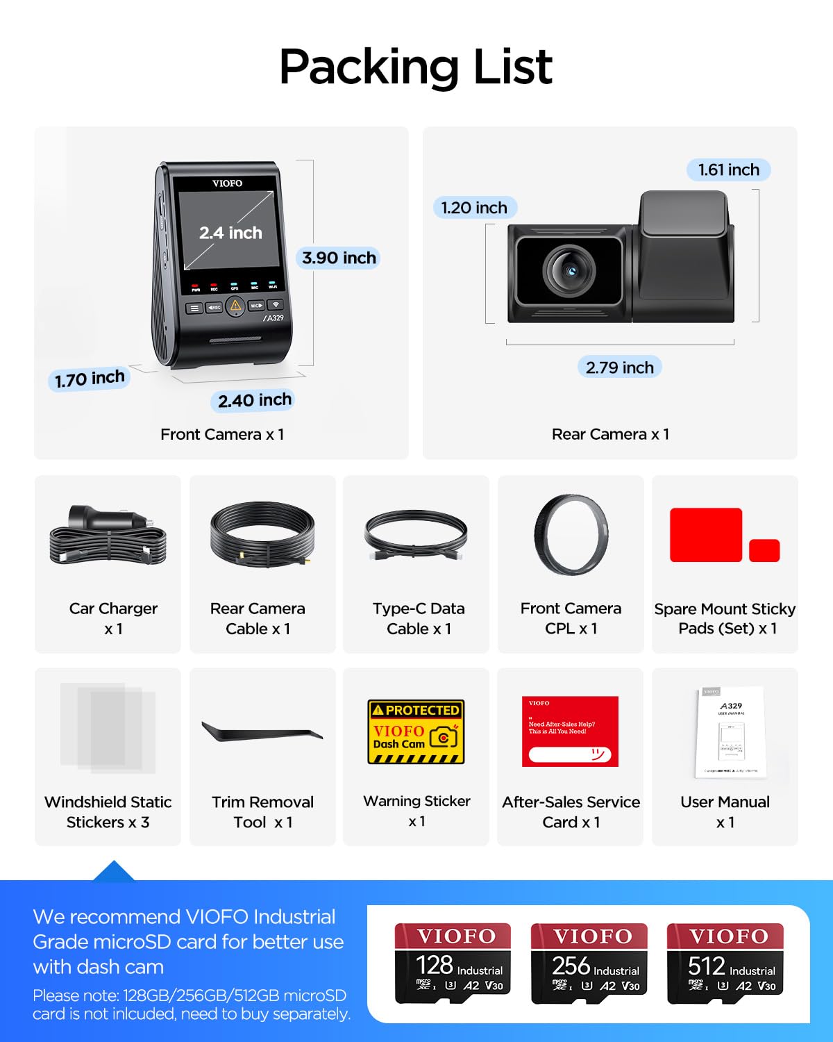 4K 60FPS Front and Rear Dash Cam