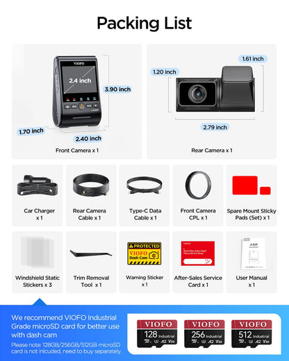 4K 60FPS Front and Rear Dash Cam
