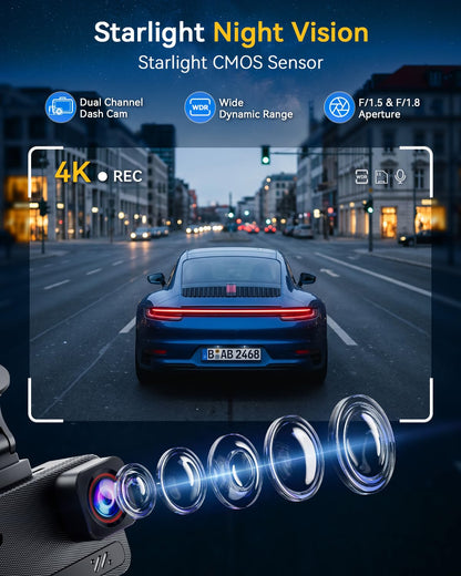 4K Dual Dash Cam with Night Vision