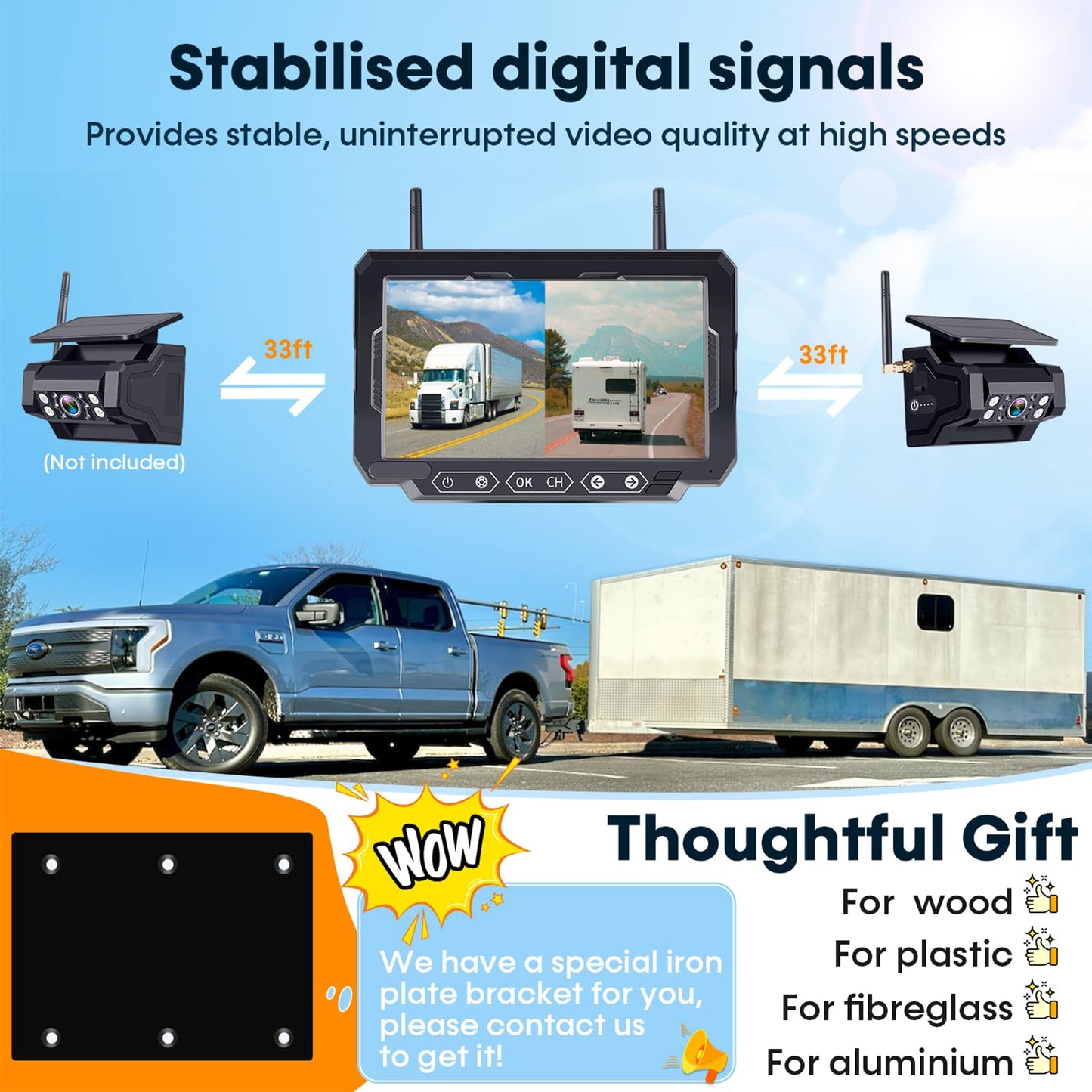 Pemacom Magnetic Solar Wireless Backup Camera