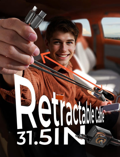 84W Retractable USB-C Car Charger Adapter