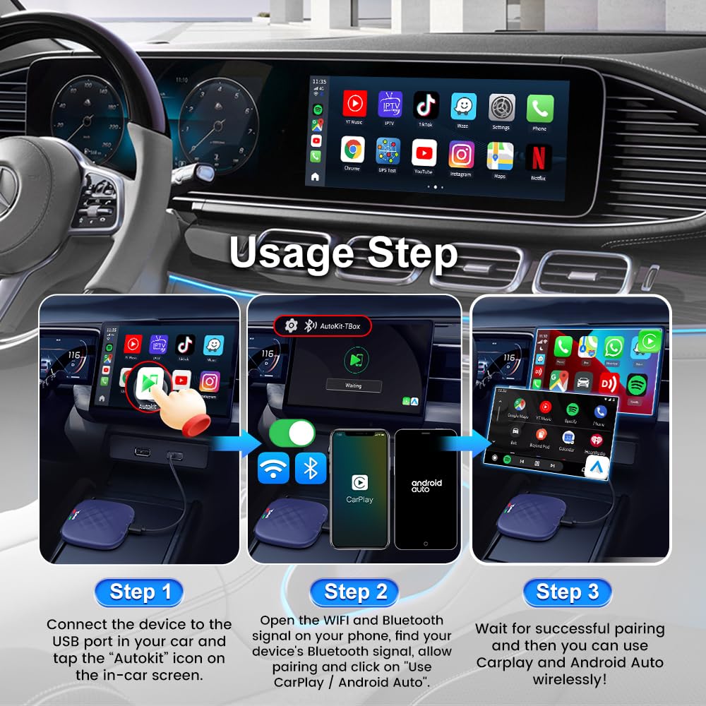 Android 13 Wireless CarPlay AI Box Adapter