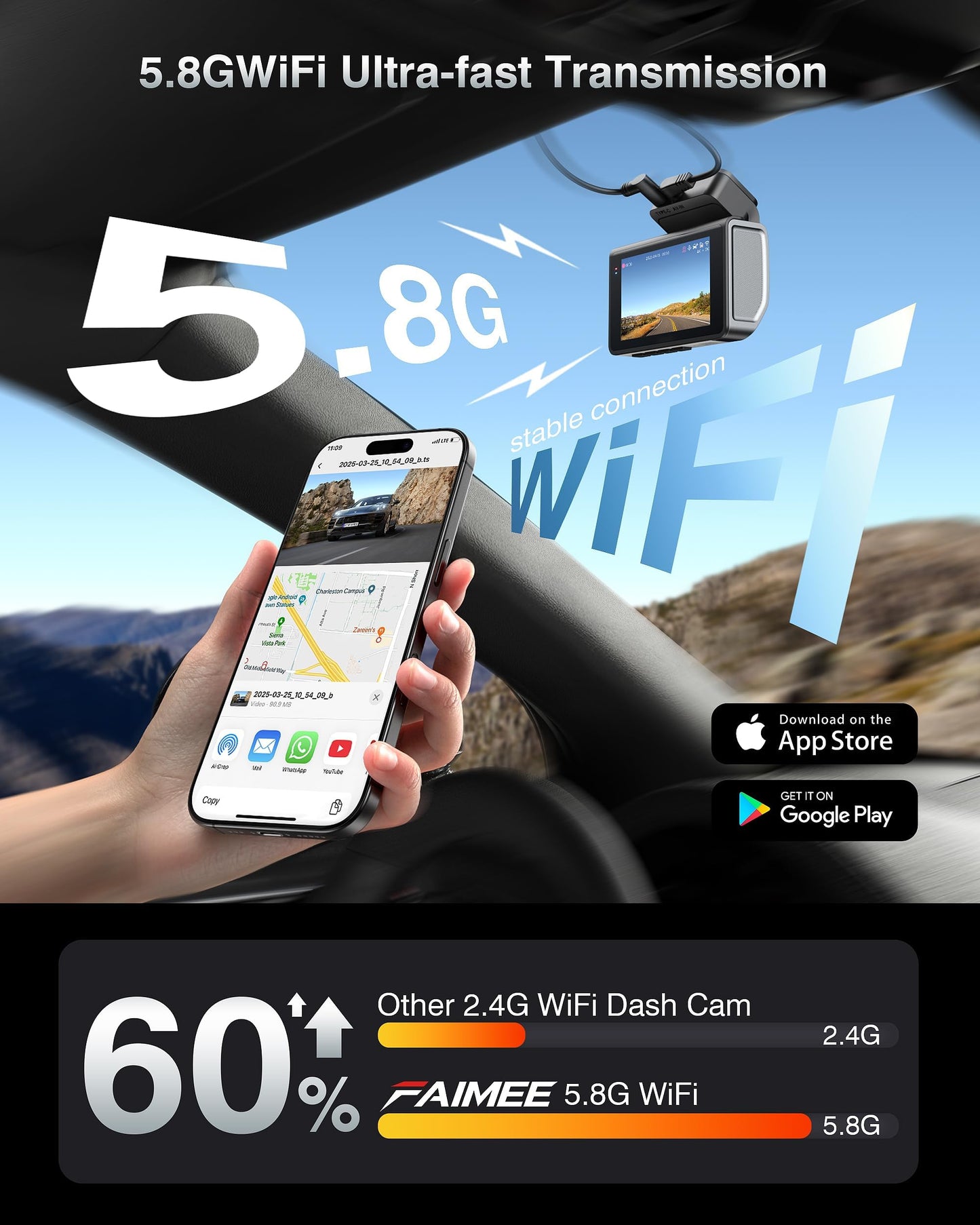 4K Front and Rear Dash Cam with Night Vision