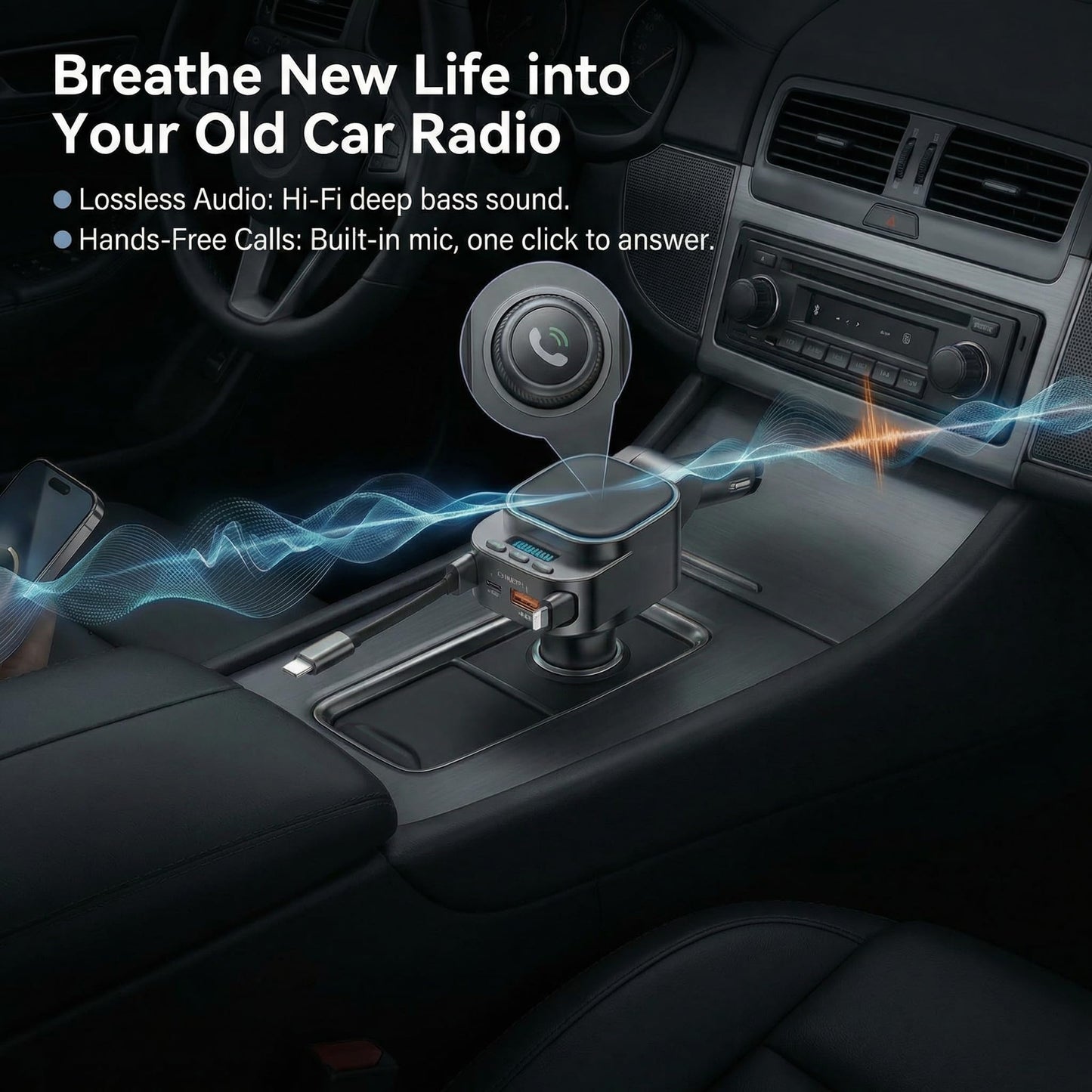 Bluetooth FM Transmitter with Fast Charger