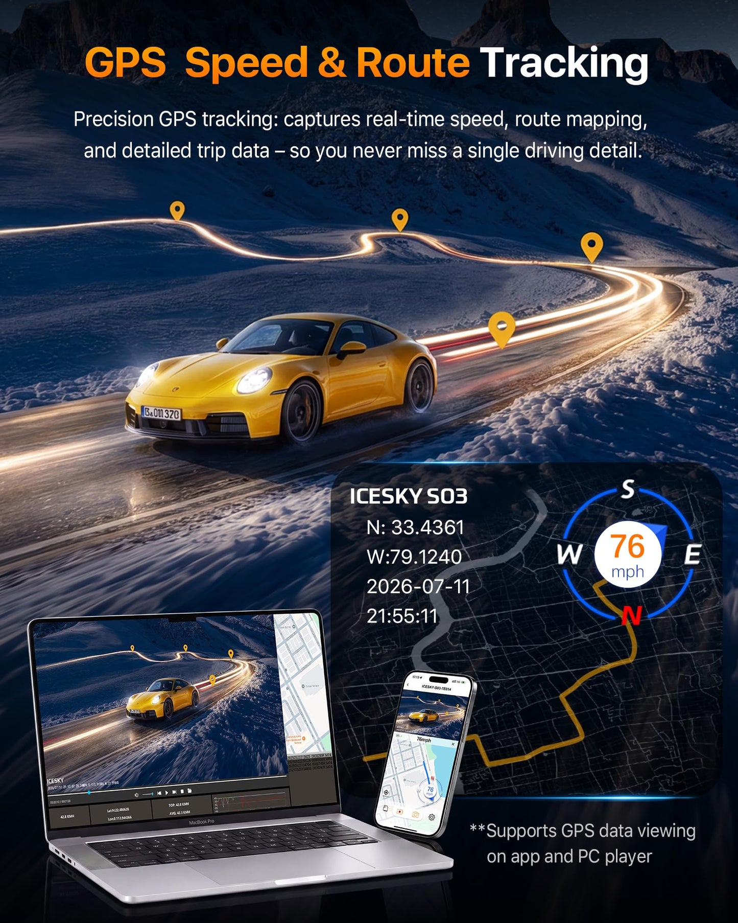 4K 4-Channel 360° WiFi Dash Cam with GPS