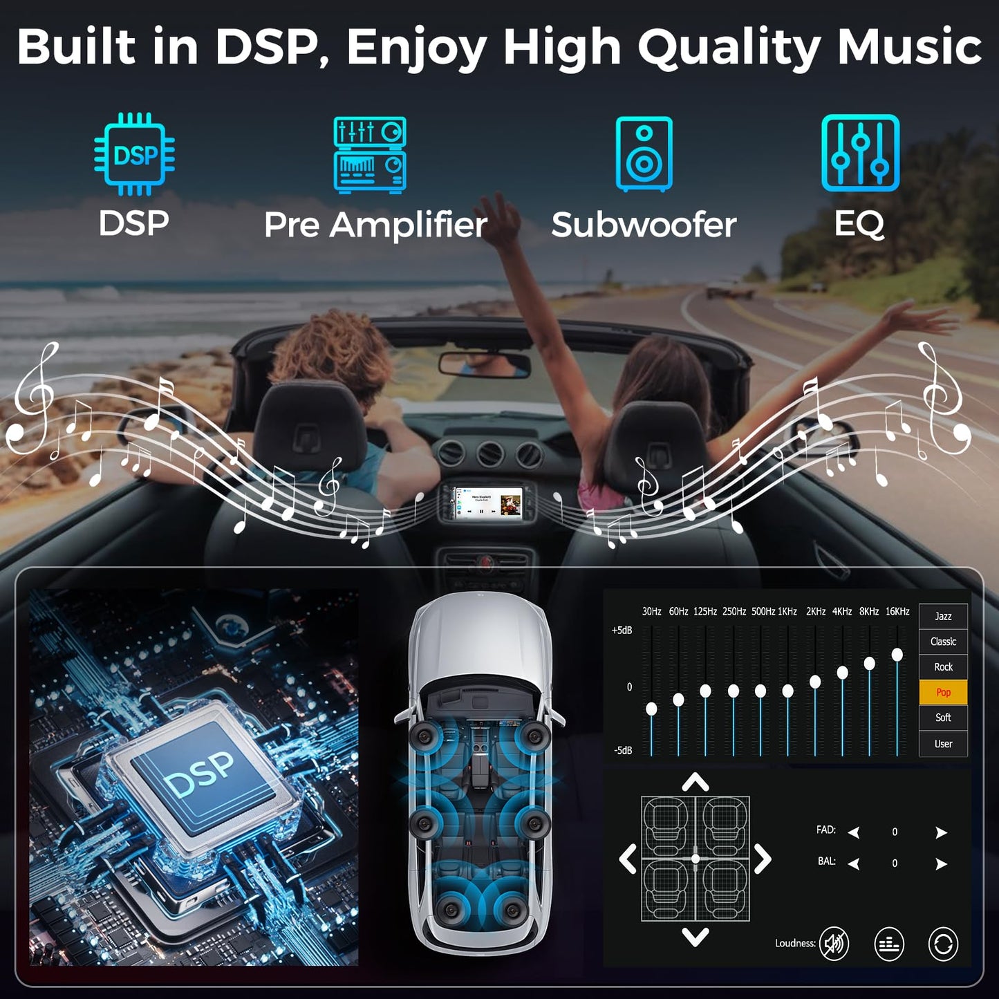 7-Inch Double DIN Car Stereo with Wireless CarPlay