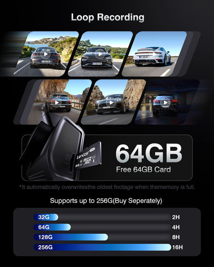4K Front and Rear Dash Cam with Night Vision