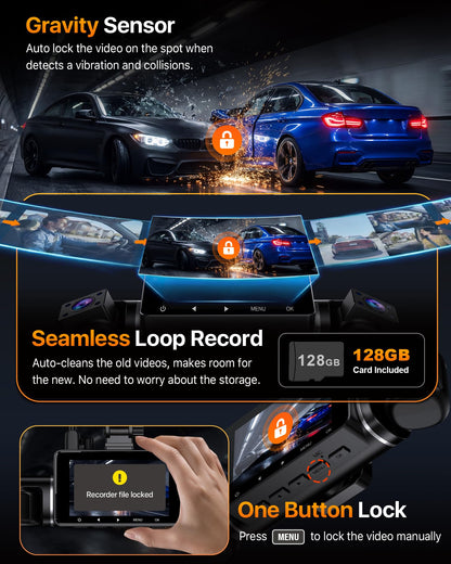4K 4-Channel 360° WiFi Dash Cam with GPS