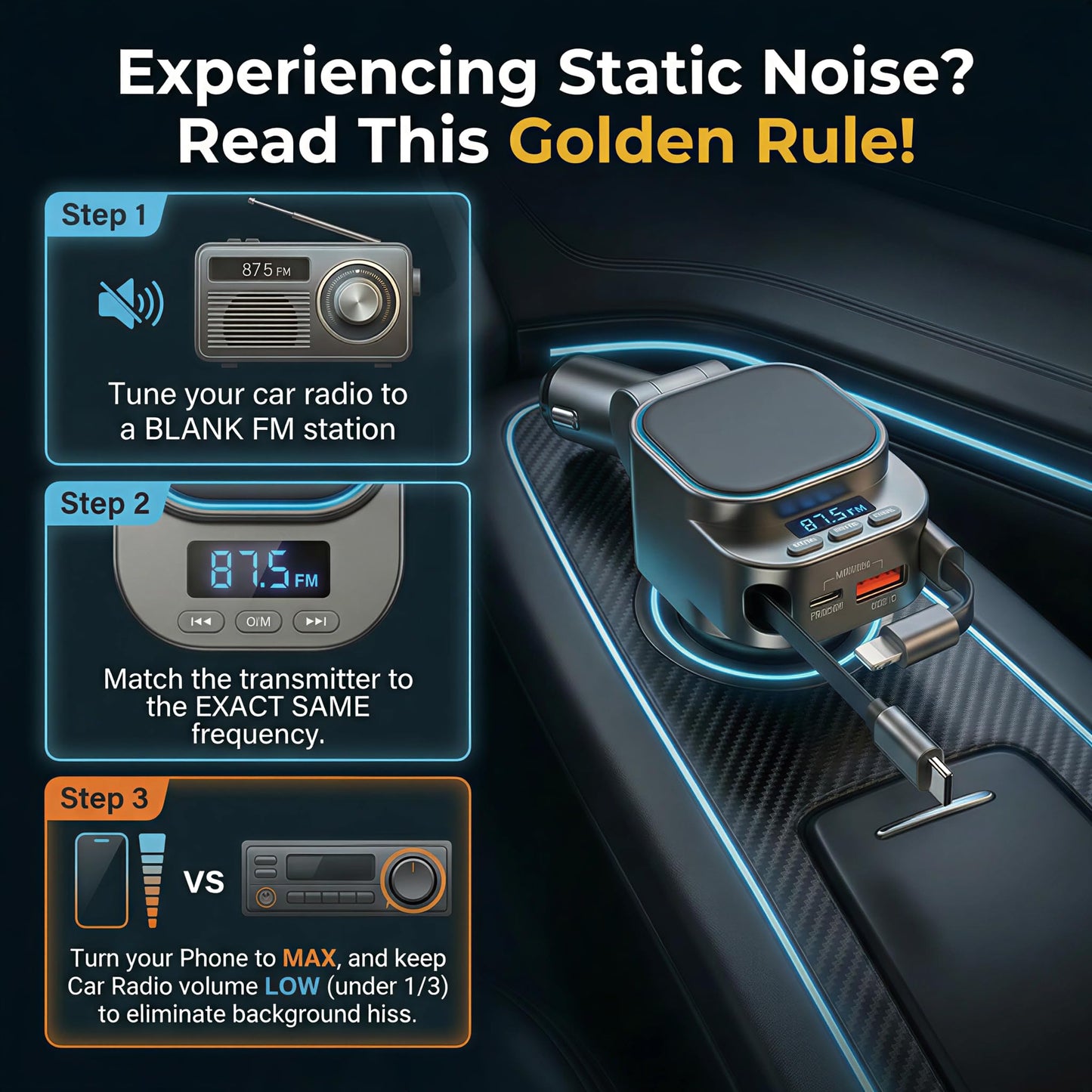 Bluetooth FM Transmitter with Fast Charger