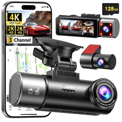 4K Front and Rear Dash Cam with Night Vision