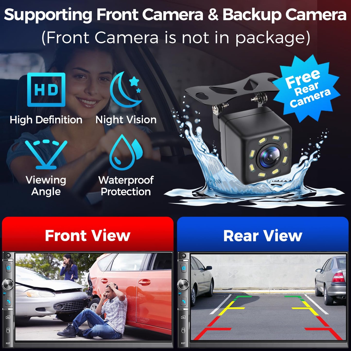 7-Inch Double DIN Car Stereo with Wireless CarPlay
