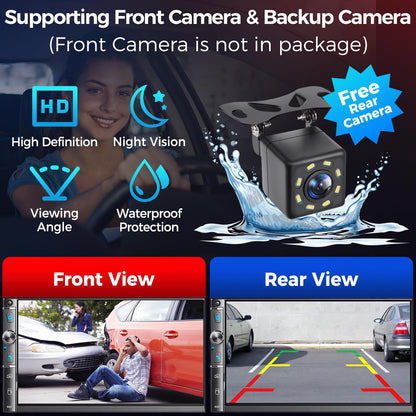 7-Inch Double DIN Car Stereo with Wireless CarPlay