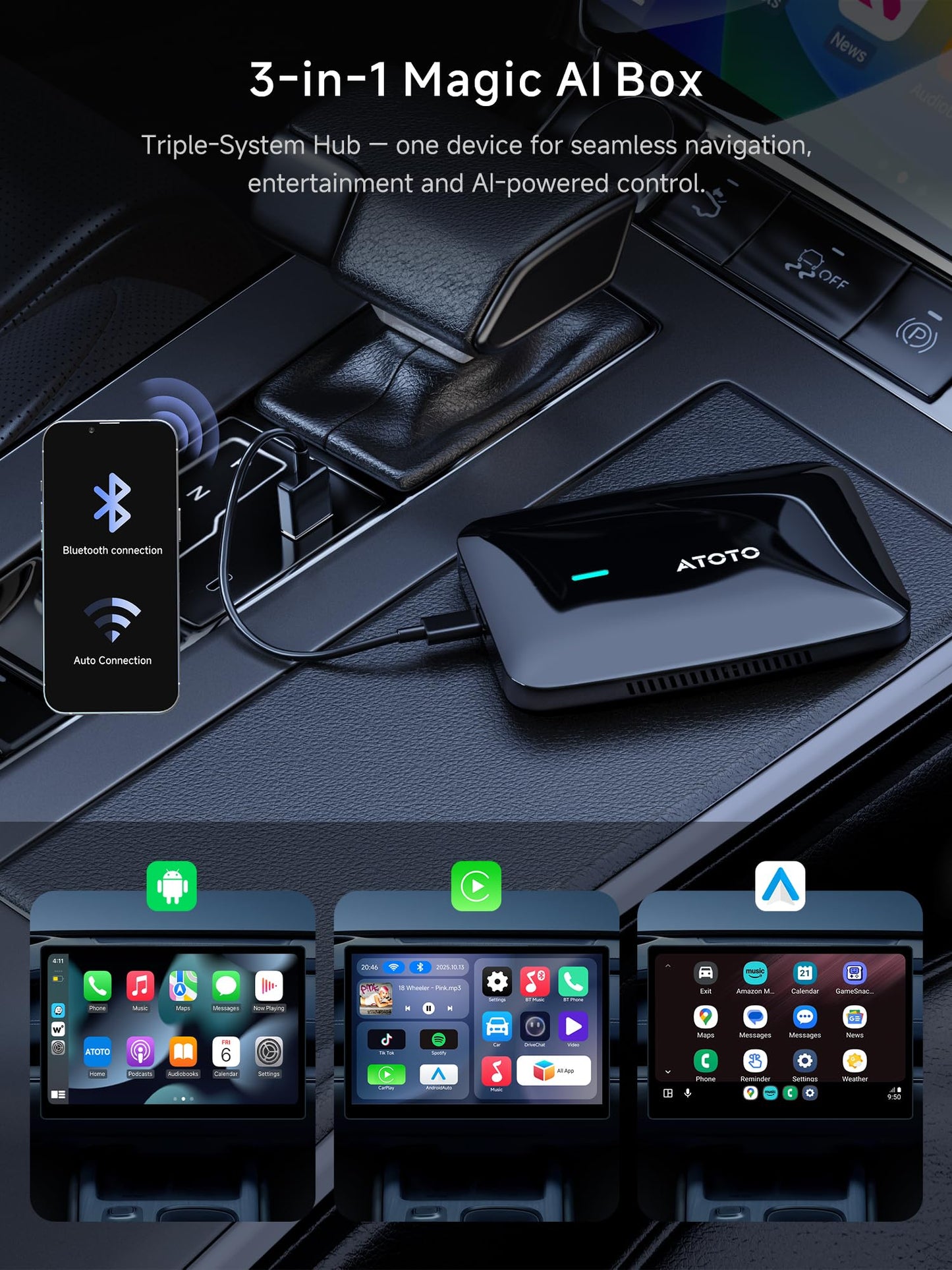 Wireless CarPlay AI Box with Media Apps