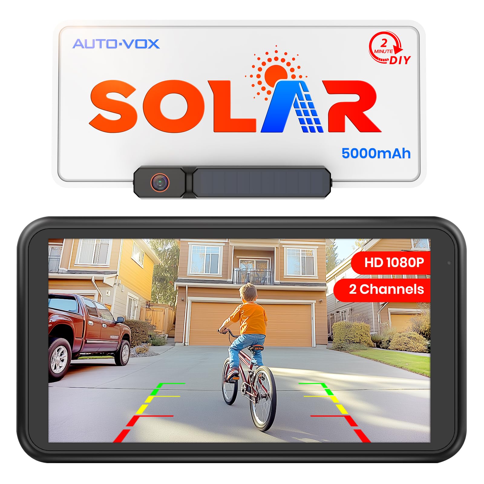 Solar Wireless Backup Camera with 1080P Monitor