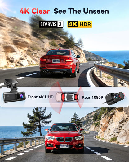 4K Dual STARVIS 2 Front and Rear Dash Cam